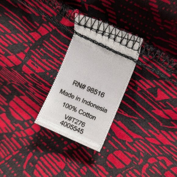 Coldwater Creek Top Womens Medium Petite Red Floral Button Up Long Sleeve - Picture 5 of 9